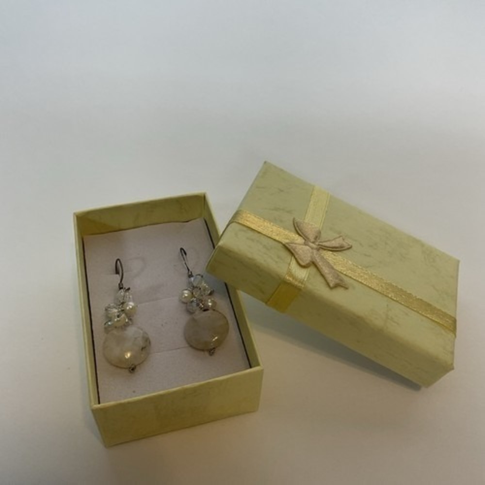 NWT Pannee Women Sterling Silver/White Pearl DropDangle Earrings Taiwan 1.8"